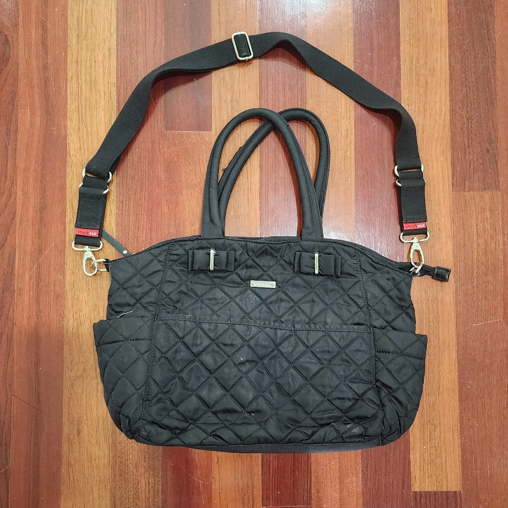 Storksak Black Quilted Baby Diaper Bag